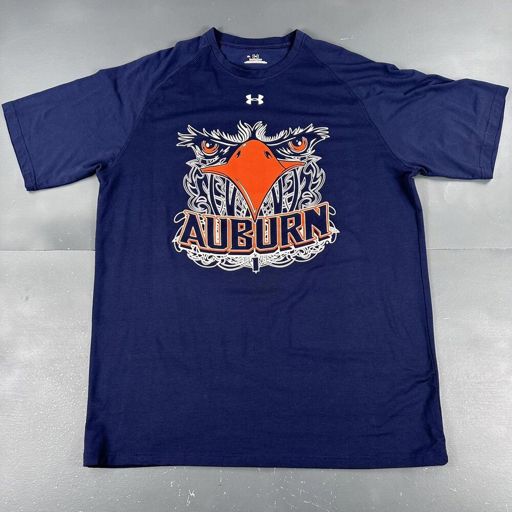 Auburn Tigers Shirt Men XL Navy Blue Orange War Eagle Under Armour Big Chest Hit - Picture 2 of 6